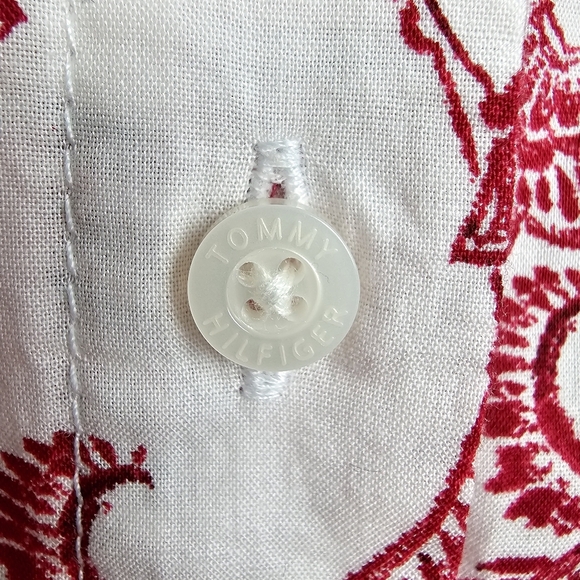 Tommy Hilfiger Red & White Floral Button Front Shirt NWT - Picture 6 of 11